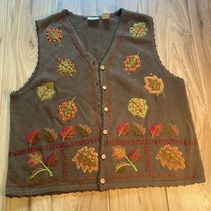 CLASSIC ELEMENTS- Vintage Brown Fall Sweater Vest